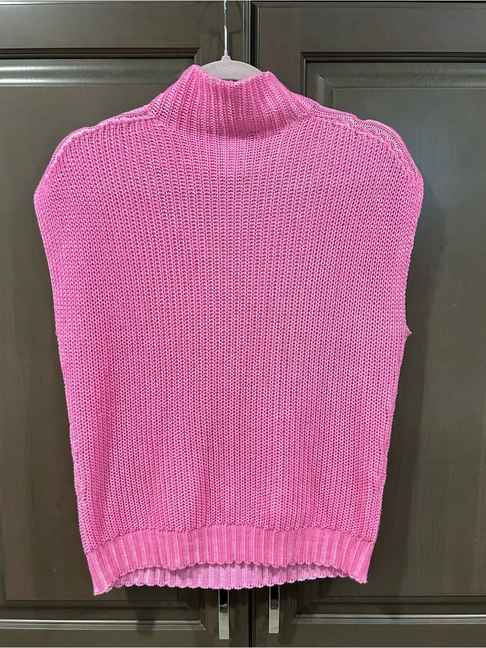 Ploumanac'h Ribbed Mini Knit Sleeveless Sweater in Pink, Small